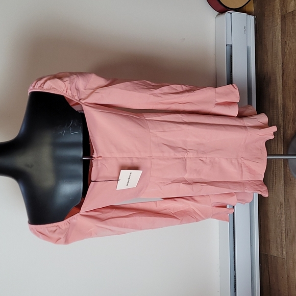 Superdown Blush Khloe Ruffle Puff Sleeve Mini tie Dress whimsical Feminine xs - Picture 3 of 16